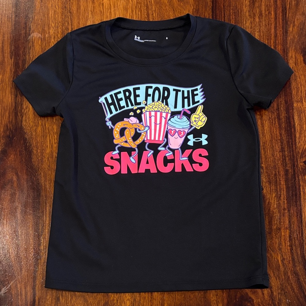 Under Armour Kids Dri Fit Black Tee with Snack Graphic